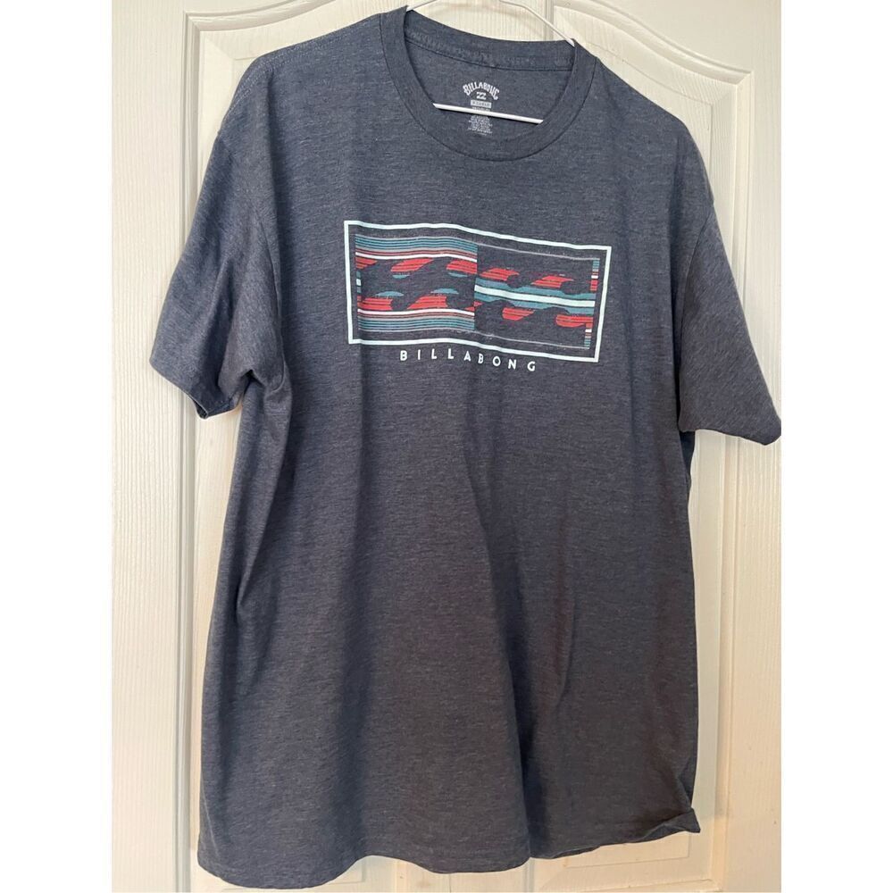 Billabong Mens Navy Blue Inverse Stripes Short-Sleeve Premium T-Shirt Large